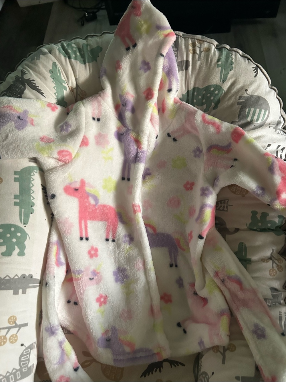 Carter's White Plush Hooded Pajama Top with Pink & Purple Unicorns
